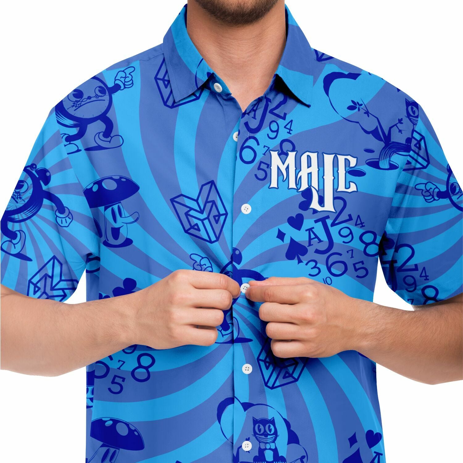 MaJc Blue Spiral Button Up