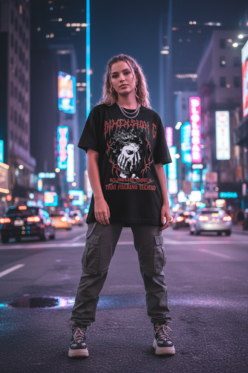 Techno Obsession Oversized Tee - Night City Lifestyle